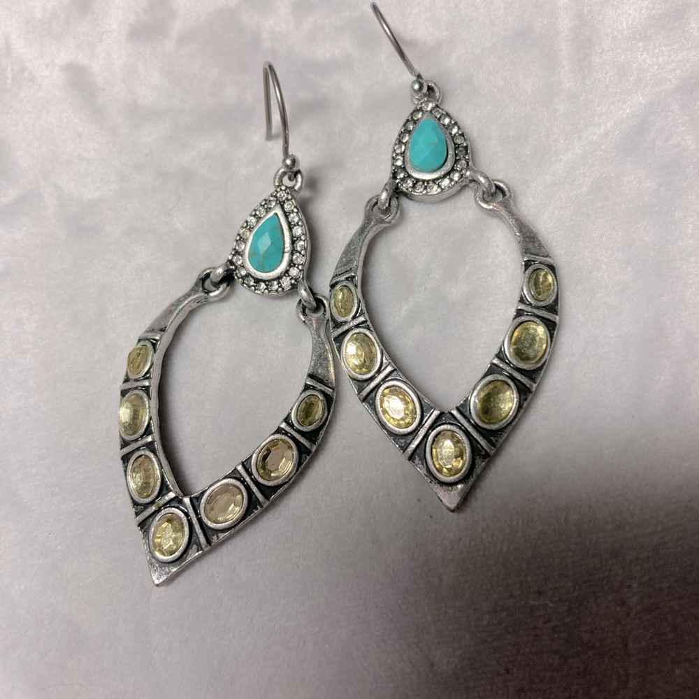 Turquoise and yellow earring